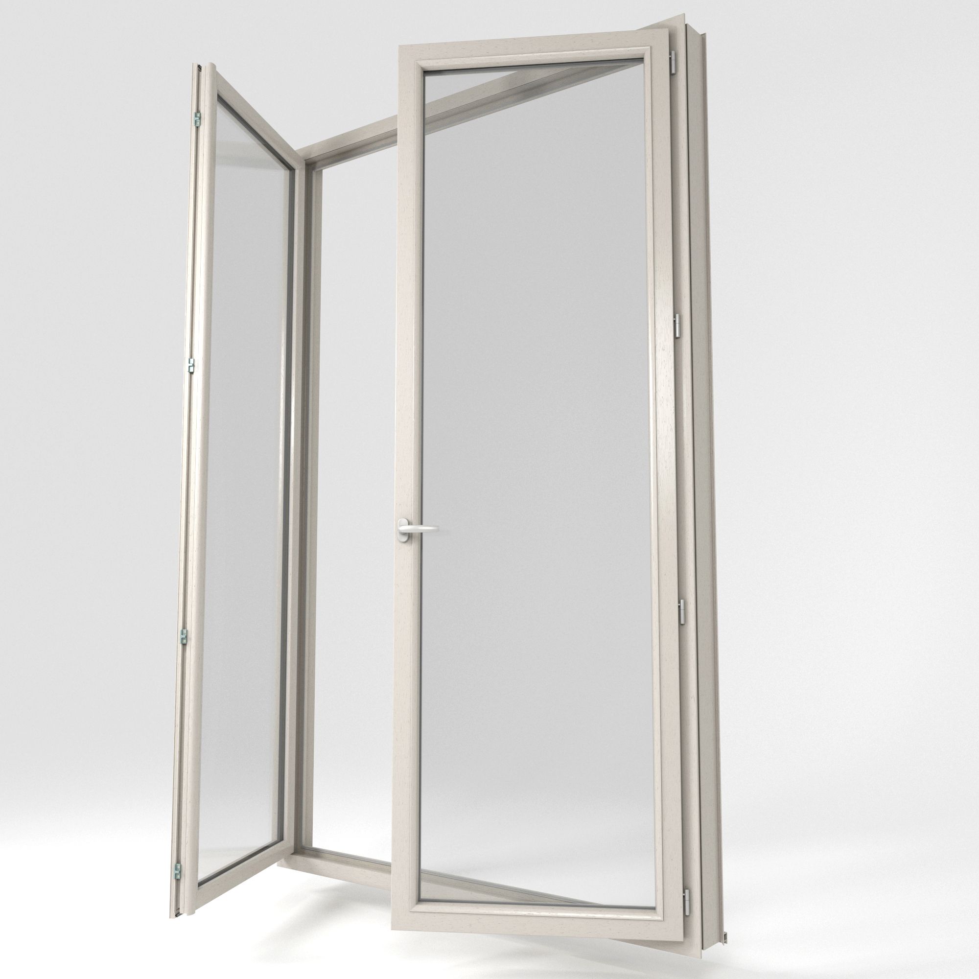 Porte-fenêtre PVC 72mm plaxé 7044 Gris soie 3quarts