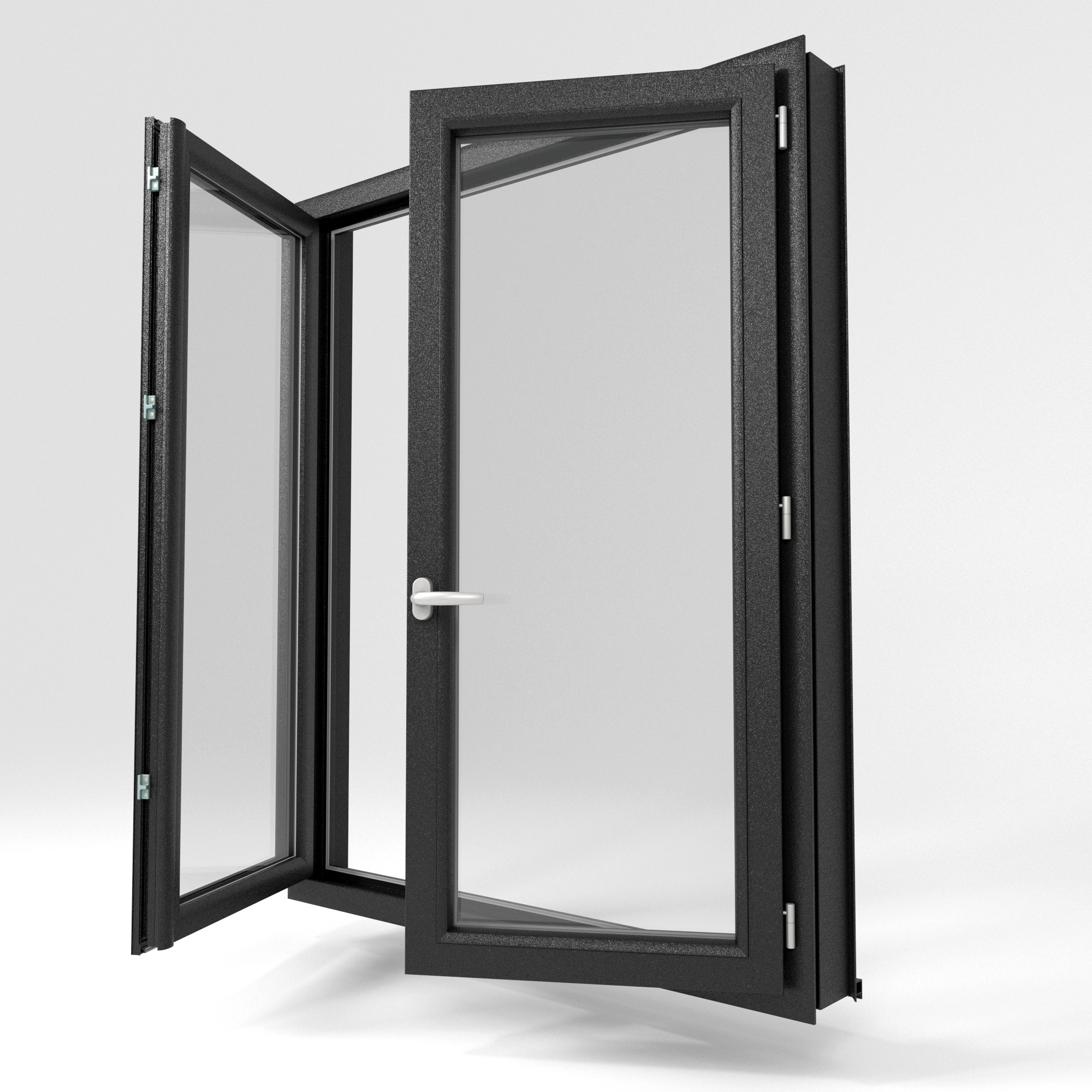 Fenêtre PVC 72mm plaxé 8022 Brun noir 3quarts