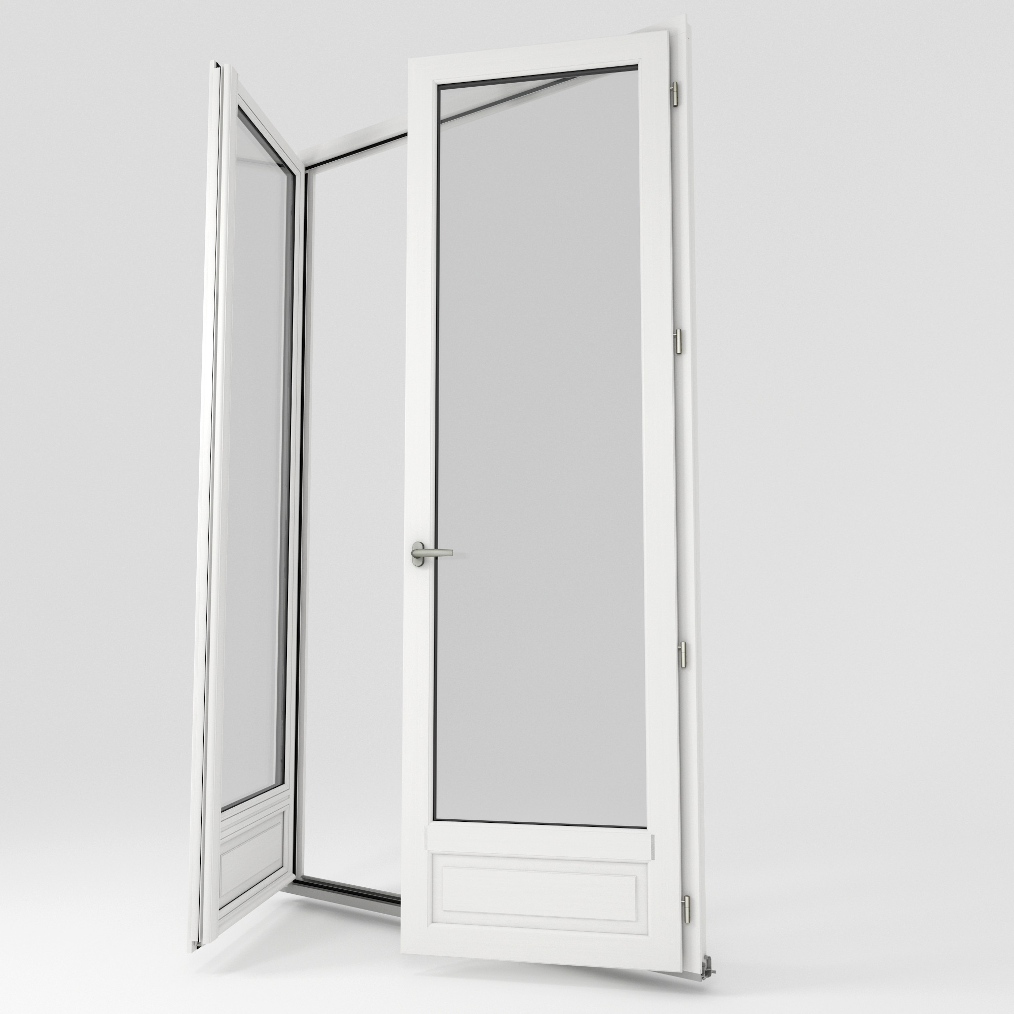 Porte-fenêtre Bois F60 blanc 3quarts