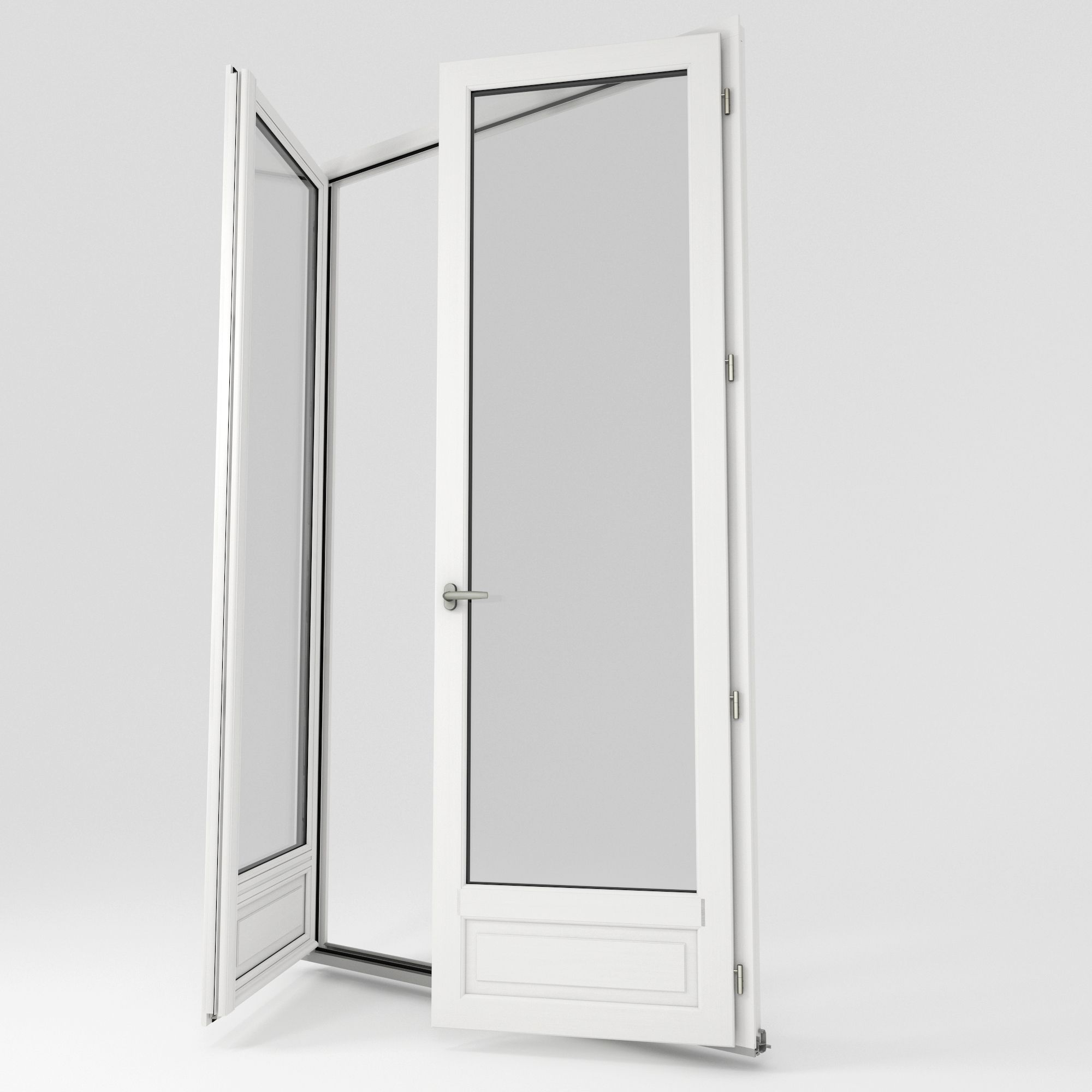 Porte-fenêtre Bois F60 blanc 3quarts