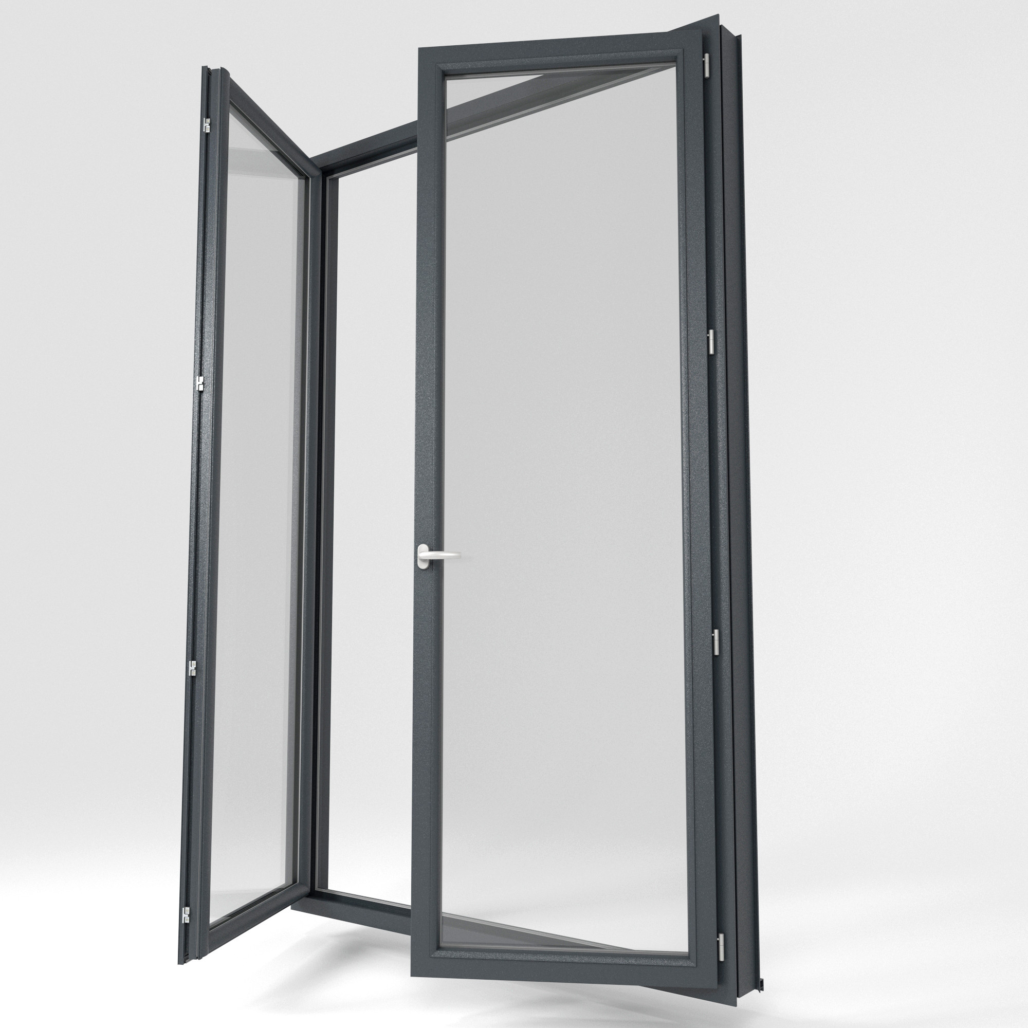 Porte-fenêtre PVC 83mm plaxé Gris anthracite granulé 3quarts